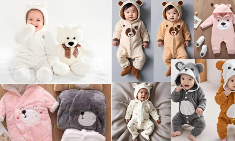 rs 149 bear design long-sleeve baby jumpsuit thespark shop